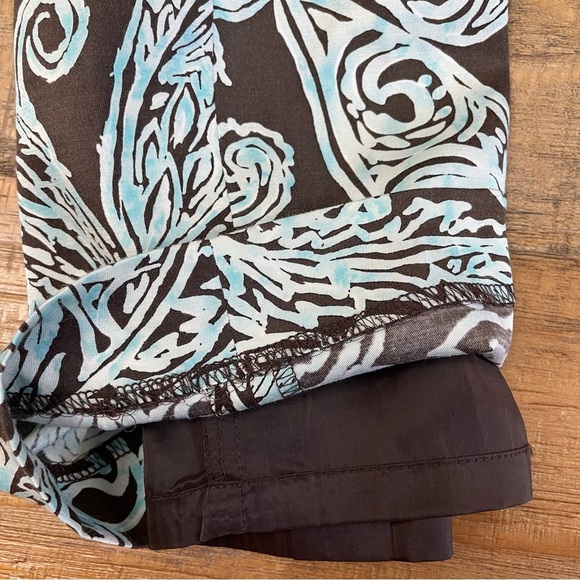 Talbots Silk Blend Stretch Brown Blue Dress Pants Stretch size 4 Classy paisley - Picture 10 of 11